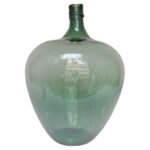 Vintage Blown Glass Bulbous Demijohn Carboy in Emerald Green