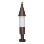 Oversized Italian Modernist Table Lamp in Patinated Copper, Bronze and Glass