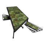 Asymmetrical French Modern Iron and Green Tile Swiveling Coffee/Cocktail Table