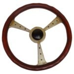 Vintage Folk Art Wooden Hand-Carved and Painted Steering Wheel