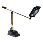 Vintage Black and Tubular Brass Adjustable Articulating Task / Desk Lamp by Electrix