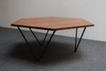 Italian Modernist Walnut and Iron Hexagonal Coffee Table by Gio Point for Isa - Image 8