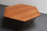 Italian Modernist Walnut and Iron Hexagonal Coffee Table by Gio Point for Isa - Image 16