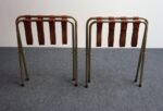 Pair of Vintage Italian Leather and Brass Foldable Portavaligie / Luggage Stands - Image 9