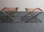 Pair of Vintage Italian Leather and Brass Foldable Portavaligie / Luggage Stands - Image 7