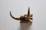 Vintage Folk Art Bull Horn Wall Sculpture / Coat Rack with Hand Carved Bracket - Image 3