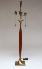 Oversized Mid-Century Modern Walnut and Brass Dual-Socket Table Lamp by Laurel - Image 4