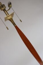 Oversized Mid-Century Modern Walnut and Brass Dual-Socket Table Lamp by Laurel - Image 11