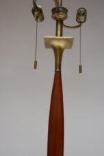 Oversized Mid-Century Modern Walnut and Brass Dual-Socket Table Lamp by Laurel - Image 9