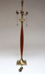 Oversized Mid-Century Modern Walnut and Brass Dual-Socket Table Lamp by Laurel - Image 5