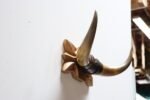 Vintage Folk Art Bull Horn Wall Sculpture / Coat Rack with Hand Carved Bracket - Image 13