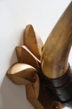 Vintage Folk Art Bull Horn Wall Sculpture / Coat Rack with Hand Carved Bracket - Image 24
