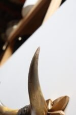 Vintage Folk Art Bull Horn Wall Sculpture / Coat Rack with Hand Carved Bracket - Image 23