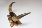 Vintage Folk Art Bull Horn Wall Sculpture / Coat Rack with Hand Carved Bracket - Image 14
