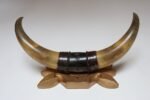 Vintage Folk Art Bull Horn Wall Sculpture / Coat Rack with Hand Carved Bracket - Image 11