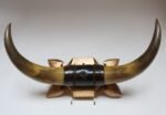Vintage Folk Art Bull Horn Wall Sculpture / Coat Rack with Hand Carved Bracket - Image 10