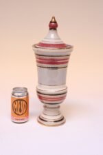 Vintage Italian Raymor White Glazed Ceramic Lidded Jar in Pink, Black, and Gold - Image 8