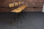 Set of Four Vintage Rush and Iron Swiveling Bar Stools by Arthur Umanoff - Image 2