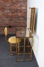 Hollywood Regency Gilt Metal Rope-Tied Mirrored Vanity with Chair on Casters - Image 4
