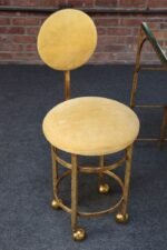 Hollywood Regency Gilt Metal Rope-Tied Mirrored Vanity with Chair on Casters - Image 30