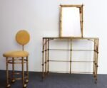 Hollywood Regency Gilt Metal Rope-Tied Mirrored Vanity with Chair on Casters - Image 6