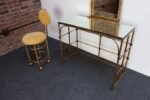Hollywood Regency Gilt Metal Rope-Tied Mirrored Vanity with Chair on Casters - Image 9
