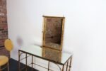 Hollywood Regency Gilt Metal Rope-Tied Mirrored Vanity with Chair on Casters - Image 15