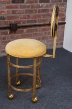 Hollywood Regency Gilt Metal Rope-Tied Mirrored Vanity with Chair on Casters - Image 32