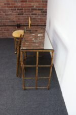 Hollywood Regency Gilt Metal Rope-Tied Mirrored Vanity with Chair on Casters - Image 16