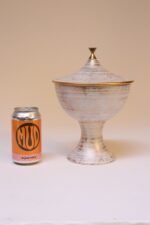Vintage Haeger Gold Tweed 22k Compote / Urn / Lidded Pedestal Catch-All - Image 3