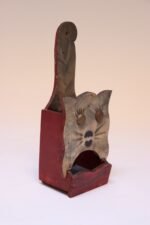 Vintage Folk Art Carved "Cat" Red Painted Matchbook Holder - Image 2