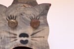 Vintage Folk Art Carved "Cat" Red Painted Matchbook Holder - Image 8
