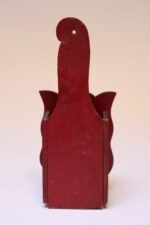 Vintage Folk Art Carved "Cat" Red Painted Matchbook Holder - Image 5