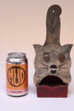 Vintage Folk Art Carved "Cat" Red Painted Matchbook Holder - Image 6