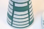 Vintage German Ceramic Diabolo Vase and Dish Set in Teal and White by Steuler - Image 9
