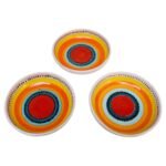 Set of Three Hand Painted Vintage Italian Ceramic Decorative Bowls by De Simone