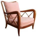 Vintage Italian Modernist Low Walnut Lounge Chair Attributed to Paolo Buffa