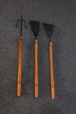 Mid-Century Modern Walnut and Brass Fireplace Tool Set in the Manner of Umanoff - Image 7