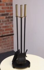 Mid-Century Modern Iron and Brass Fireplace Tool Set - Image 2