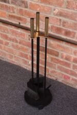 Mid-Century Modern Iron and Brass Fireplace Tool Set - Image 4