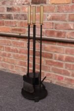 Mid-Century Modern Iron and Brass Fireplace Tool Set - Image 5