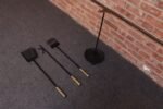 Mid-Century Modern Iron and Brass Fireplace Tool Set - Image 9