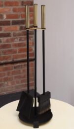 Mid-Century Modern Iron and Brass Fireplace Tool Set - Image 6