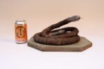 Vintage Folk Art Hand-Carved Wood and Bottlecap Snake on Octagonal Base - Image 6