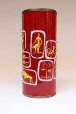 Italian Modernist "Zodiac" Red Umbrella Stand in Enamel and Brass by SIVA - Image 3