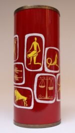 Italian Modernist "Zodiac" Red Umbrella Stand in Enamel and Brass by SIVA - Image 10