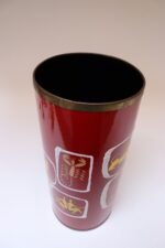 Italian Modernist "Zodiac" Red Umbrella Stand in Enamel and Brass by SIVA - Image 4