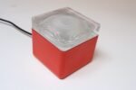 Vintage Italian Red Plastic and Glass Cube Lamp Attributed to Lamperti Robbiate - Image 4