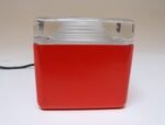 Vintage Italian Red Plastic and Glass Cube Lamp Attributed to Lamperti Robbiate - Image 3