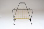 Vintage French Modern Yellow and Black Wire Magazine Rack - Image 3